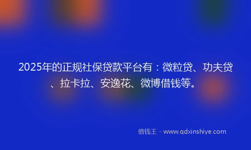 2025年的正规社保贷款平台有：微粒贷、功夫贷、拉卡拉、安逸花、微博借钱等。
