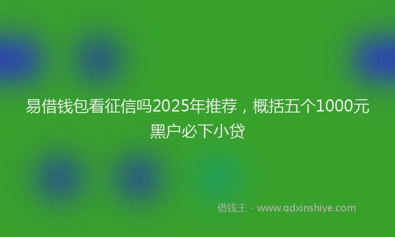 易借钱包看征信吗2025年推荐，概括五个1000元黑户必下小贷