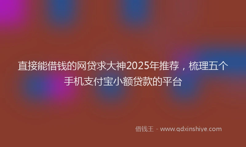 直接能借钱的网贷求大神2025年推荐，梳理五个手机支付宝小额贷款的平台
