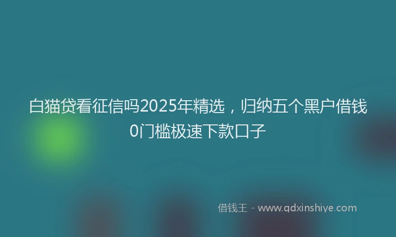 白猫贷看征信吗2025年精选，归纳五个黑户借钱0门槛极速下款口子