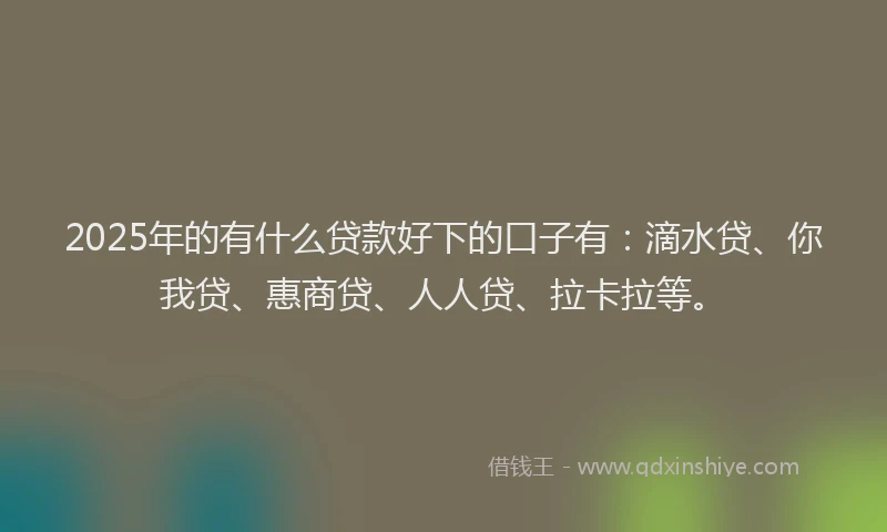 2025年的有什么贷款好下的口子有：滴水贷、你我贷、惠商贷、人人贷、拉卡拉等。