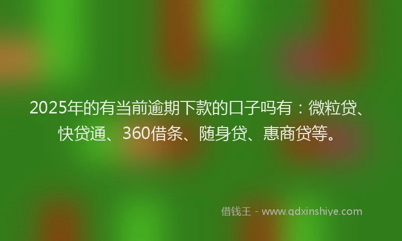 2025年的有当前逾期下款的口子吗有：微粒贷、快贷通、360借条、随身贷、惠商贷等。