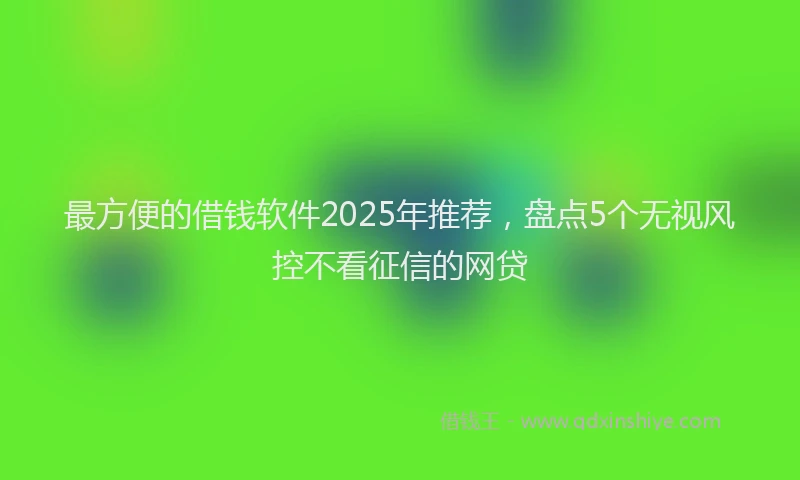 最方便的借钱软件2025年推荐，盘点5个无视风控不看征信的网贷