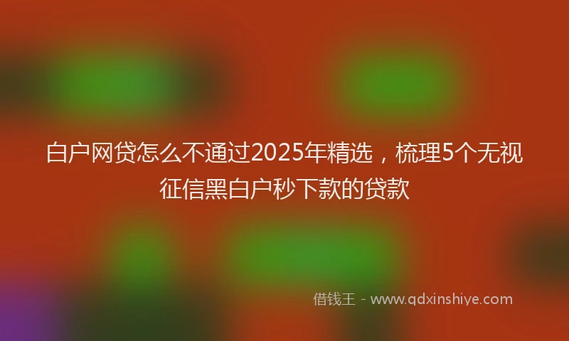 白户网贷怎么不通过2025年精选，梳理5个无视征信黑白户秒下款的贷款