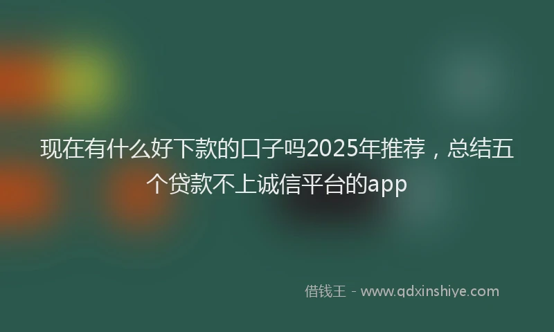 现在有什么好下款的口子吗2025年推荐，总结五个贷款不上诚信平台的app