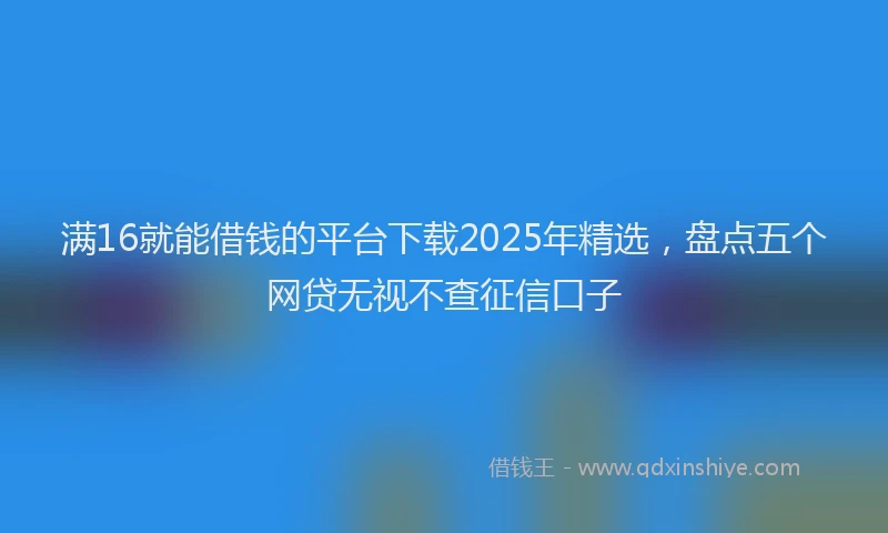 满16就能借钱的平台下载2025年精选，盘点五个网贷无视不查征信口子