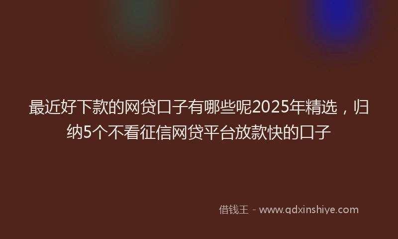 最近好下款的网贷口子有哪些呢2025年精选，归纳5个不看征信网贷平台放款快的口子