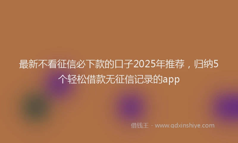 最新不看征信必下款的口子2025年推荐，归纳5个轻松借款无征信记录的app