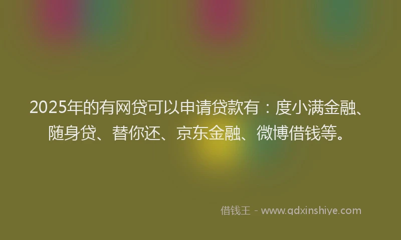 2025年的有网贷可以申请贷款有：度小满金融、随身贷、替你还、京东金融、微博借钱等。