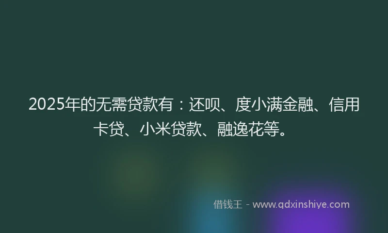 2025年的无需贷款有：还呗、度小满金融、信用卡贷、小米贷款、融逸花等。