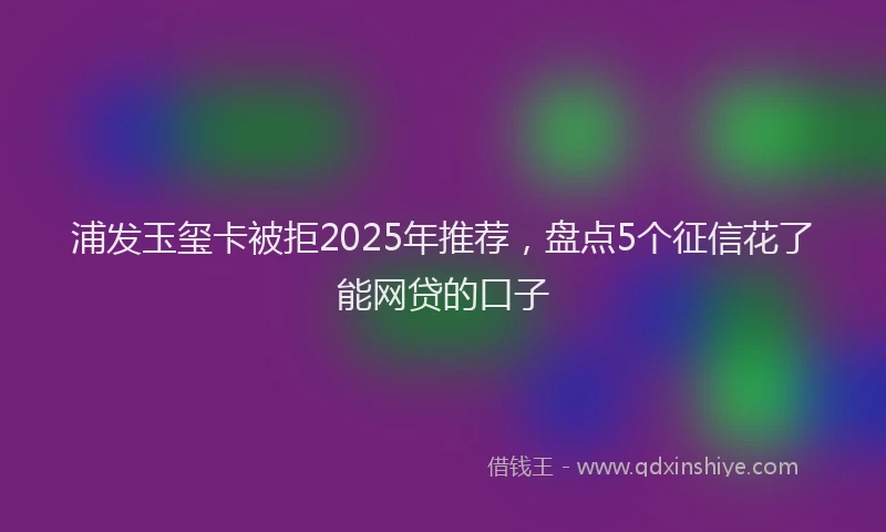 浦发玉玺卡被拒2025年推荐，盘点5个征信花了能网贷的口子