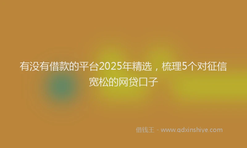 有没有借款的平台2025年精选，梳理5个对征信宽松的网贷口子