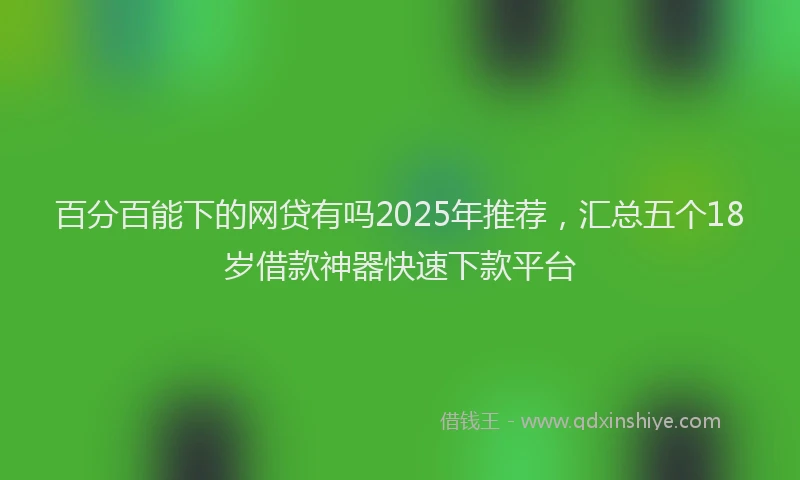 百分百能下的网贷有吗2025年推荐，汇总五个18岁借款神器快速下款平台
