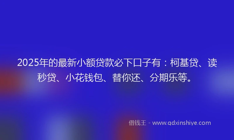 2025年的最新小额贷款必下口子有：柯基贷、读秒贷、小花钱包、替你还、分期乐等。