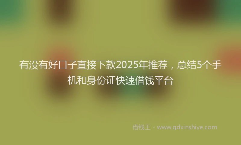 有没有好口子直接下款2025年推荐，总结5个手机和身份证快速借钱平台