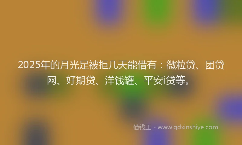 2025年的月光足被拒几天能借有：微粒贷、团贷网、好期贷、洋钱罐、平安i贷等。