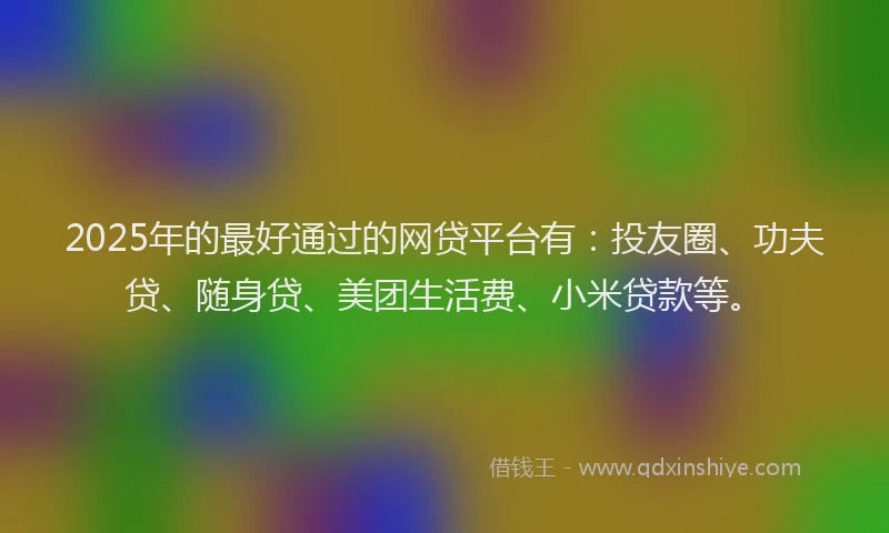 2025年的最好通过的网贷平台有：投友圈、功夫贷、随身贷、美团生活费、小米贷款等。