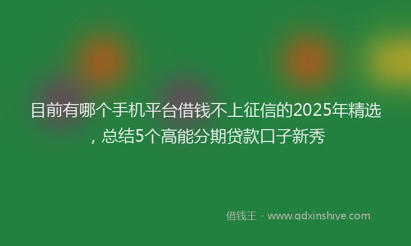 目前有哪个手机平台借钱不上征信的2025年精选，总结5个高能分期贷款口子新秀