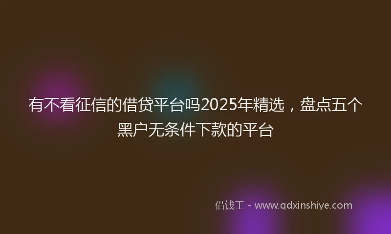 有不看征信的借贷平台吗2025年精选，盘点五个黑户无条件下款的平台