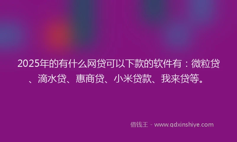 2025年的有什么网贷可以下款的软件有：微粒贷、滴水贷、惠商贷、小米贷款、我来贷等。