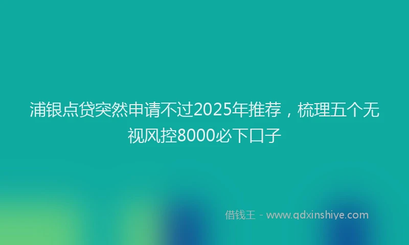 浦银点贷突然申请不过2025年推荐，梳理五个无视风控8000必下口子