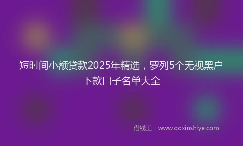 短时间小额贷款2025年精选，罗列5个无视黑户下款口子名单大全