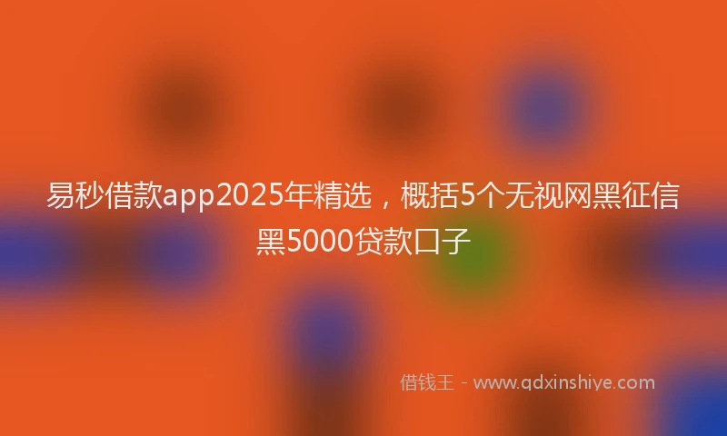 易秒借款app2025年精选，概括5个无视网黑征信黑5000贷款口子