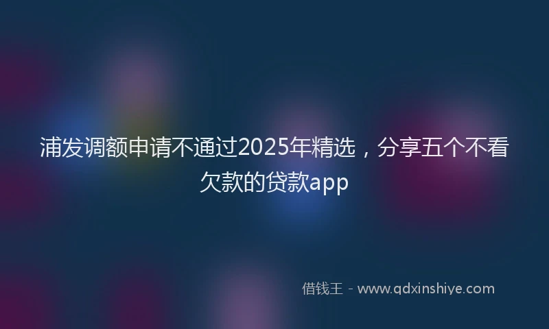 浦发调额申请不通过2025年精选，分享五个不看欠款的贷款app