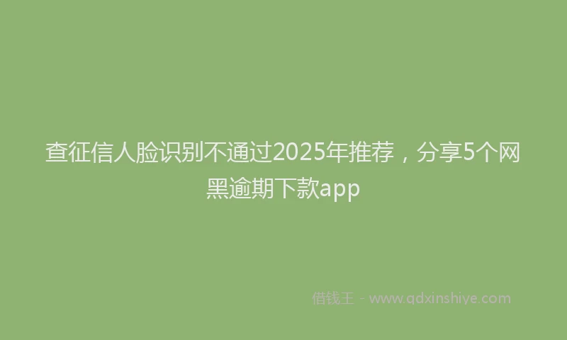 查征信人脸识别不通过2025年推荐，分享5个网黑逾期下款app