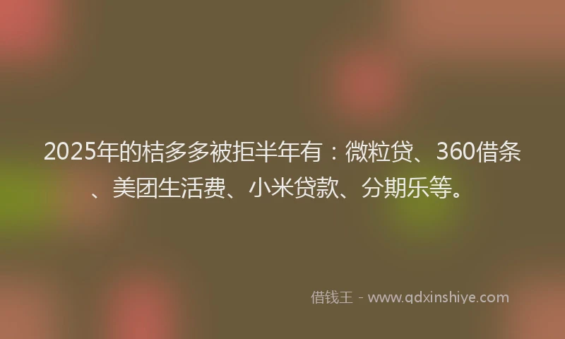 2025年的桔多多被拒半年有：微粒贷、360借条、美团生活费、小米贷款、分期乐等。