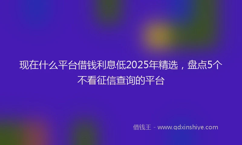 现在什么平台借钱利息低2025年精选，盘点5个不看征信查询的平台