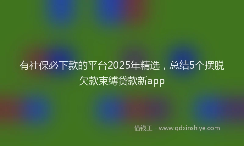 有社保必下款的平台2025年精选，总结5个摆脱欠款束缚贷款新app