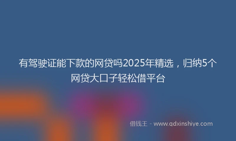 有驾驶证能下款的网贷吗2025年精选，归纳5个网贷大口子轻松借平台