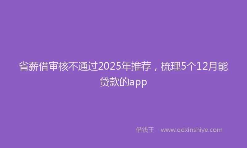 省薪借审核不通过2025年推荐，梳理5个12月能贷款的app