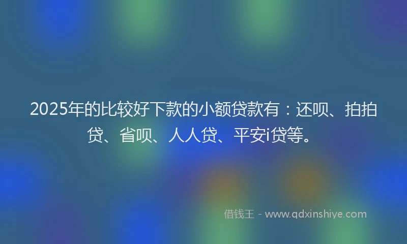 2025年的比较好下款的小额贷款有：还呗、拍拍贷、省呗、人人贷、平安i贷等。