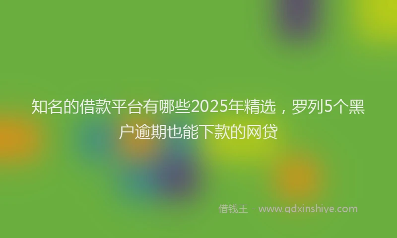 知名的借款平台有哪些2025年精选，罗列5个黑户逾期也能下款的网贷