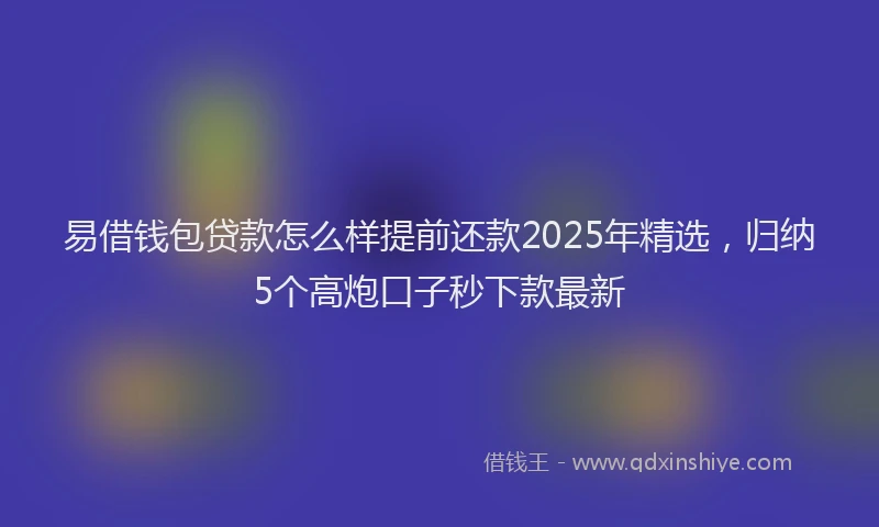 易借钱包贷款怎么样提前还款2025年精选，归纳5个高炮口子秒下款最新
