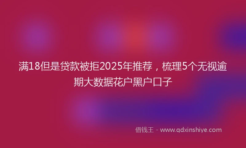 满18但是贷款被拒2025年推荐，梳理5个无视逾期大数据花户黑户口子