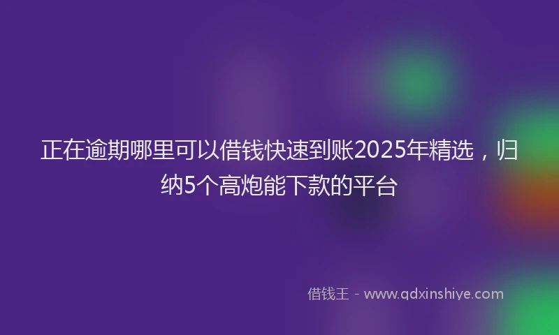 正在逾期哪里可以借钱快速到账2025年精选，归纳5个高炮能下款的平台