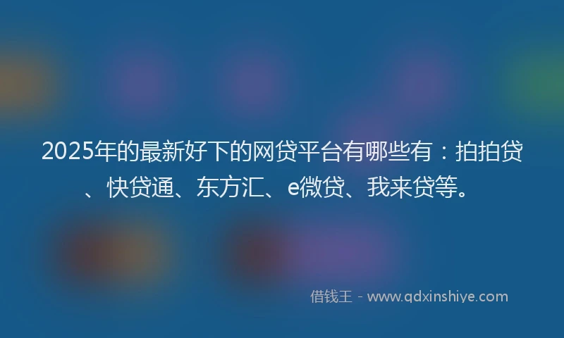 2025年的最新好下的网贷平台有哪些有：拍拍贷、快贷通、东方汇、e微贷、我来贷等。