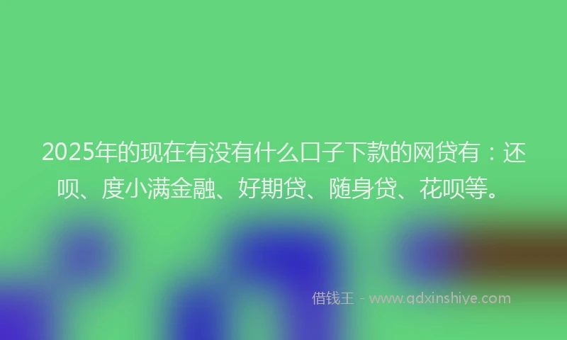 2025年的现在有没有什么口子下款的网贷有：还呗、度小满金融、好期贷、随身贷、花呗等。