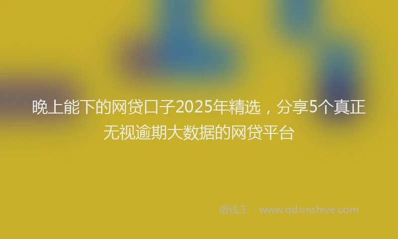 晚上能下的网贷口子2025年精选，分享5个真正无视逾期大数据的网贷平台