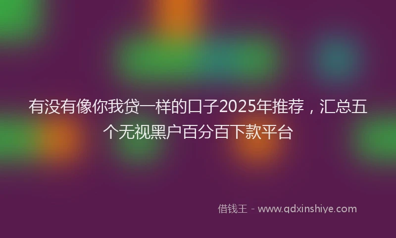 有没有像你我贷一样的口子2025年推荐，汇总五个无视黑户百分百下款平台