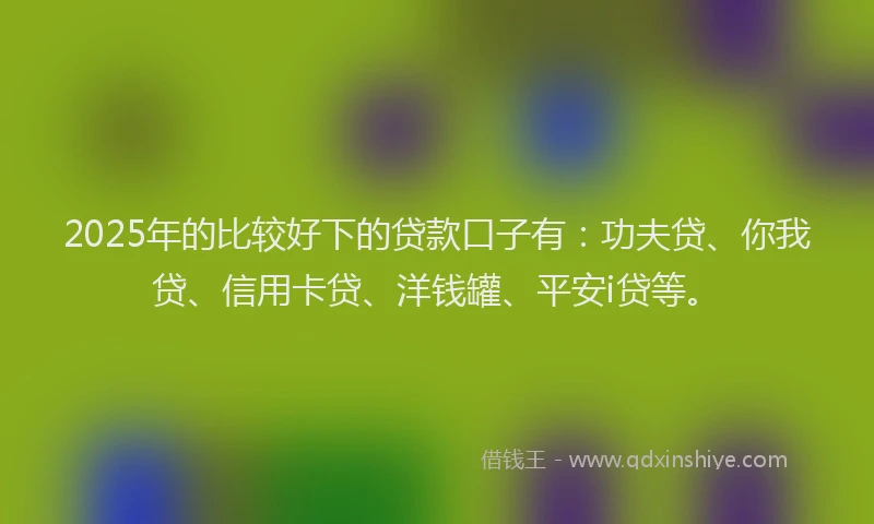 2025年的比较好下的贷款口子有：功夫贷、你我贷、信用卡贷、洋钱罐、平安i贷等。