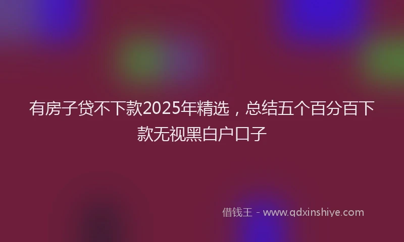 有房子贷不下款2025年精选，总结五个百分百下款无视黑白户口子