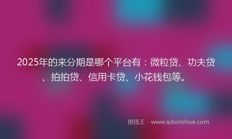 2025年的来分期是哪个平台有：微粒贷、功夫贷、拍拍贷、信用卡贷、小花钱包等。