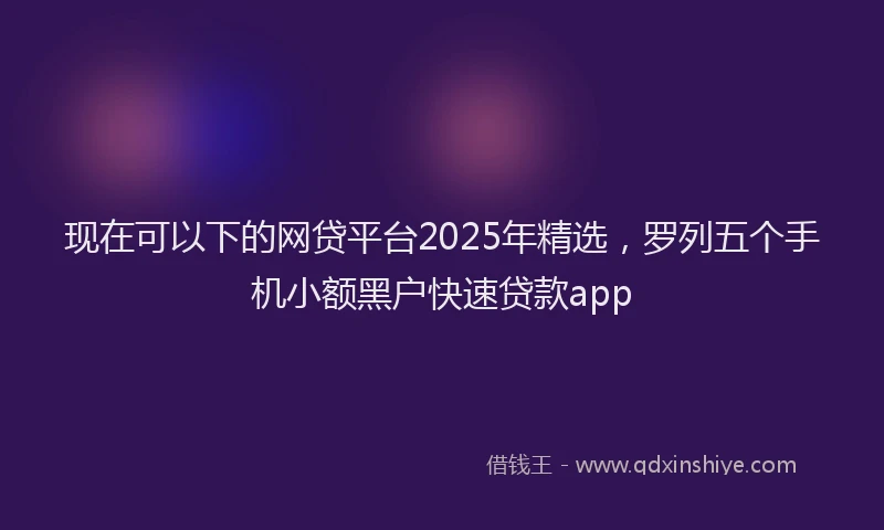 现在可以下的网贷平台2025年精选，罗列五个手机小额黑户快速贷款app