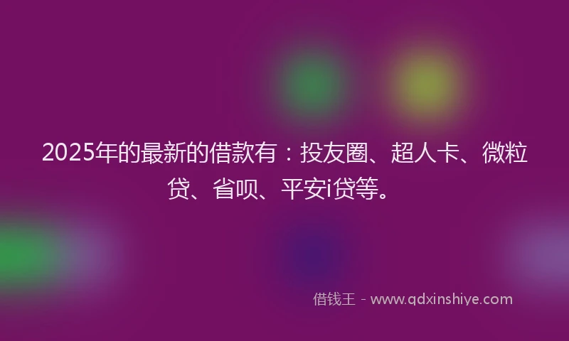 2025年的最新的借款有：投友圈、超人卡、微粒贷、省呗、平安i贷等。