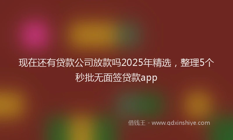 现在还有贷款公司放款吗2025年精选，整理5个秒批无面签贷款app