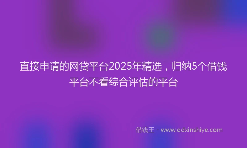 直接申请的网贷平台2025年精选，归纳5个借钱平台不看综合评估的平台